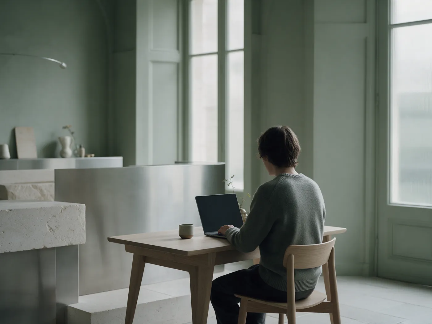 A person managing a website on a laptop